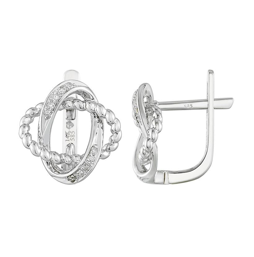 0.06 Ctw Diamond 14k White Gold Womens Diamond Earrings