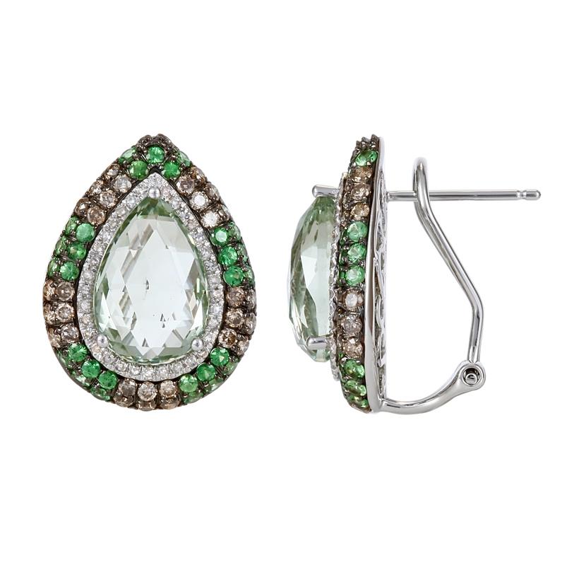 14k White Gold Womens Gemstone Earrings