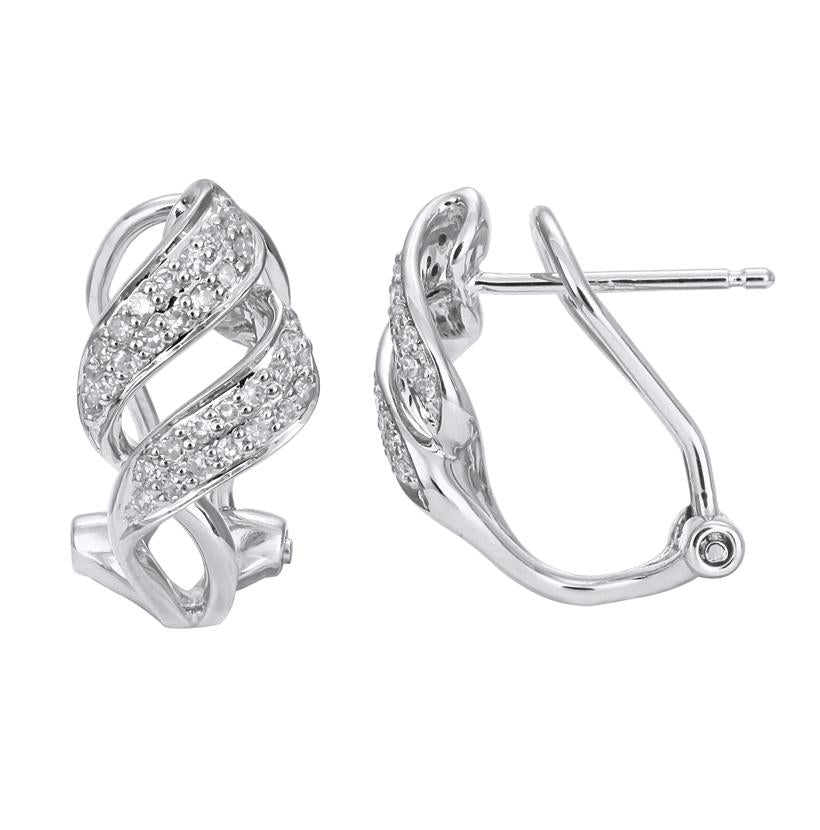 0.22 Ctw Diamond 14k White Gold Womens Diamond Earrings