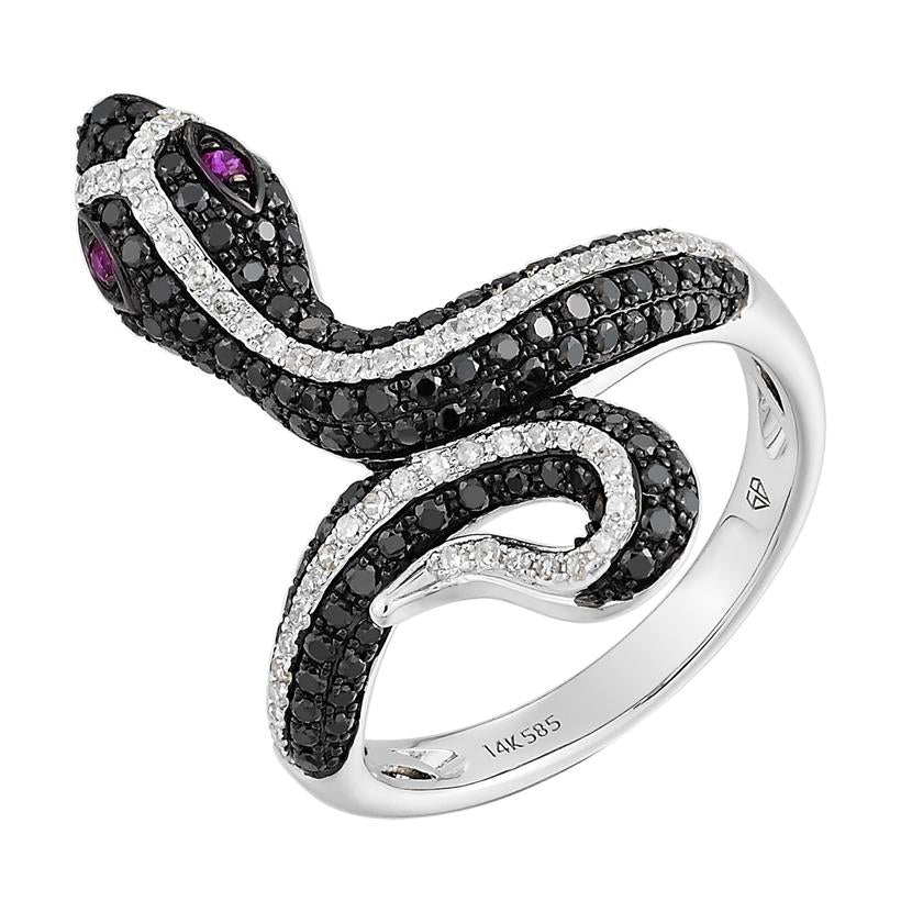 0.89 Ctw Diamond 14k White Gold Ruby Round Shape Womens Diamond Ring