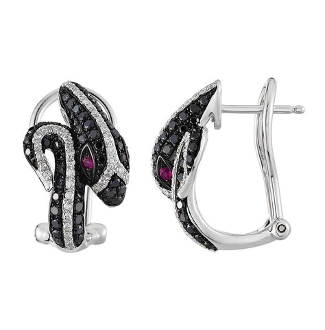 0.93 Ctw Diamond 14k White Gold Ruby Round Shape Womens Diamond Earrings