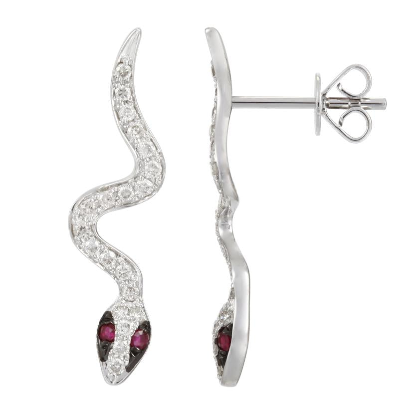 0.33 Ctw Diamond 14k White Gold Ruby Round Shape Womens Diamond Earrings