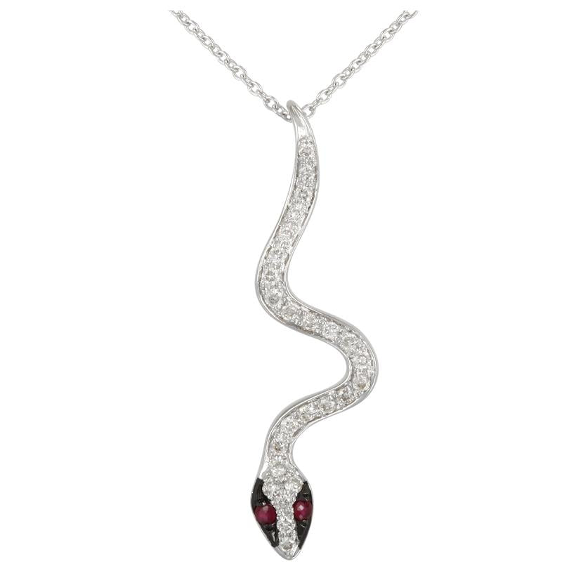 0.2 Ctw Diamond 14k White Gold Ruby Round Shape Womens Diamond Necklace Pendant With 16 Inch Chain