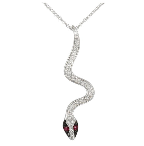 0.2 Ctw Diamond 14k White Gold Ruby Round Shape Womens Diamond Necklace Pendant With 16 Inch Chain