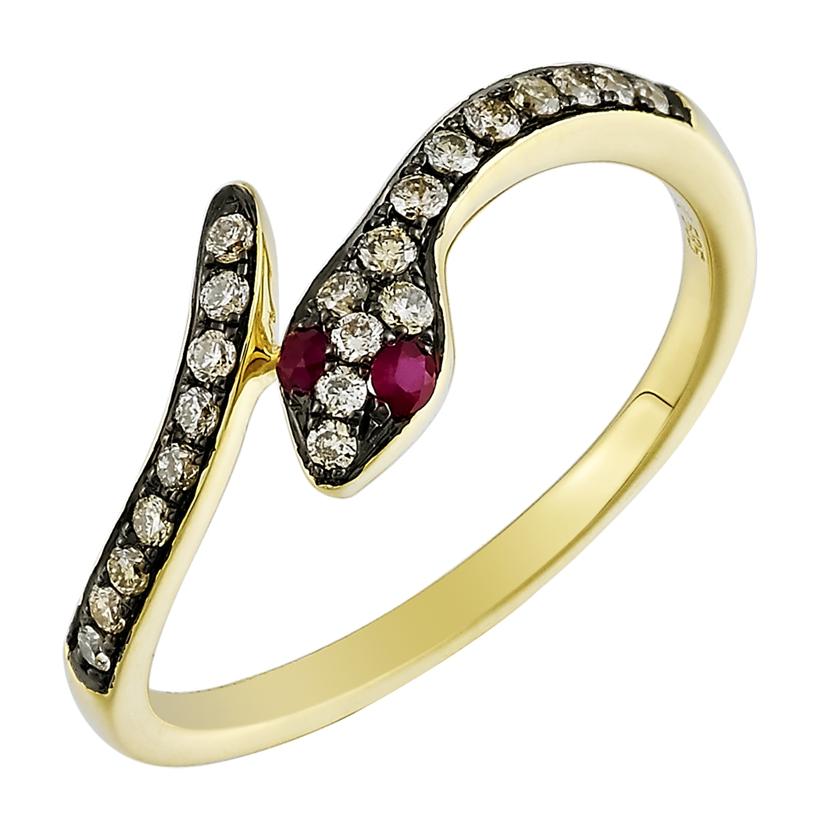 0.19 Ctw Diamond 14k Yellow Gold Ruby Round Shape Womens Gemstone Ring