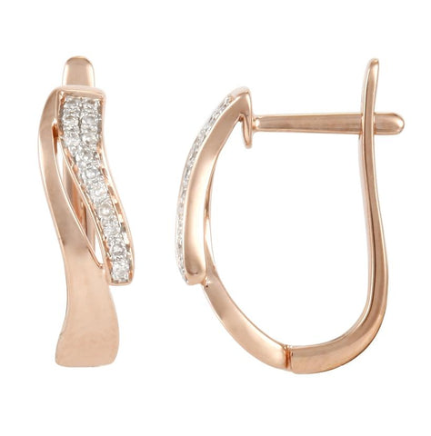 0.09 Ctw Diamond 14k Rose Gold Womens Diamond Earrings