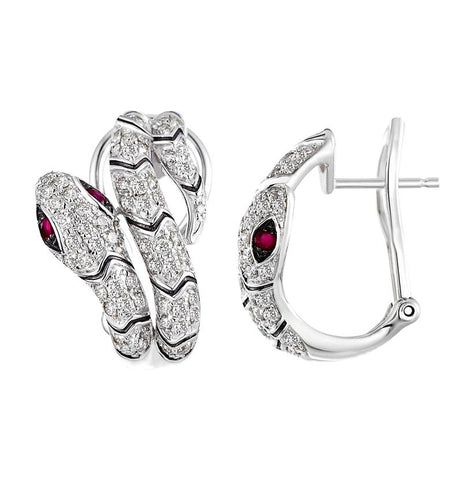 0.95 Ctw Diamond 14k White Gold Ruby Round Shape Womens Diamond Earrings