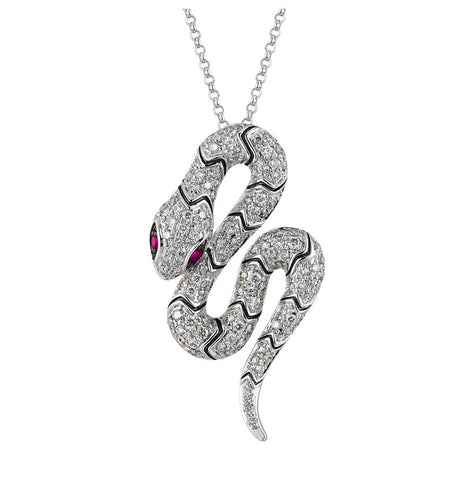 0.83 Ctw Diamond 14k White Gold Ruby Round Shape Womens Diamond Necklace Pendant With 16 Inch Chain