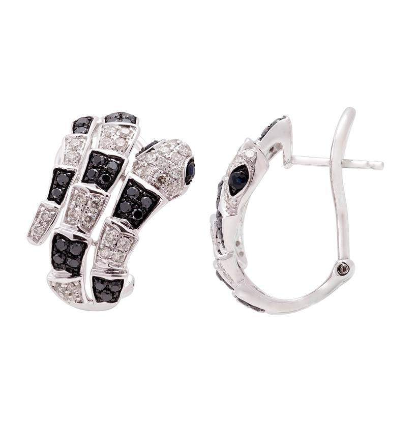 0.92 Ctw Diamond 14k White Gold Sapphire Round Shape Womens Diamond Earrings