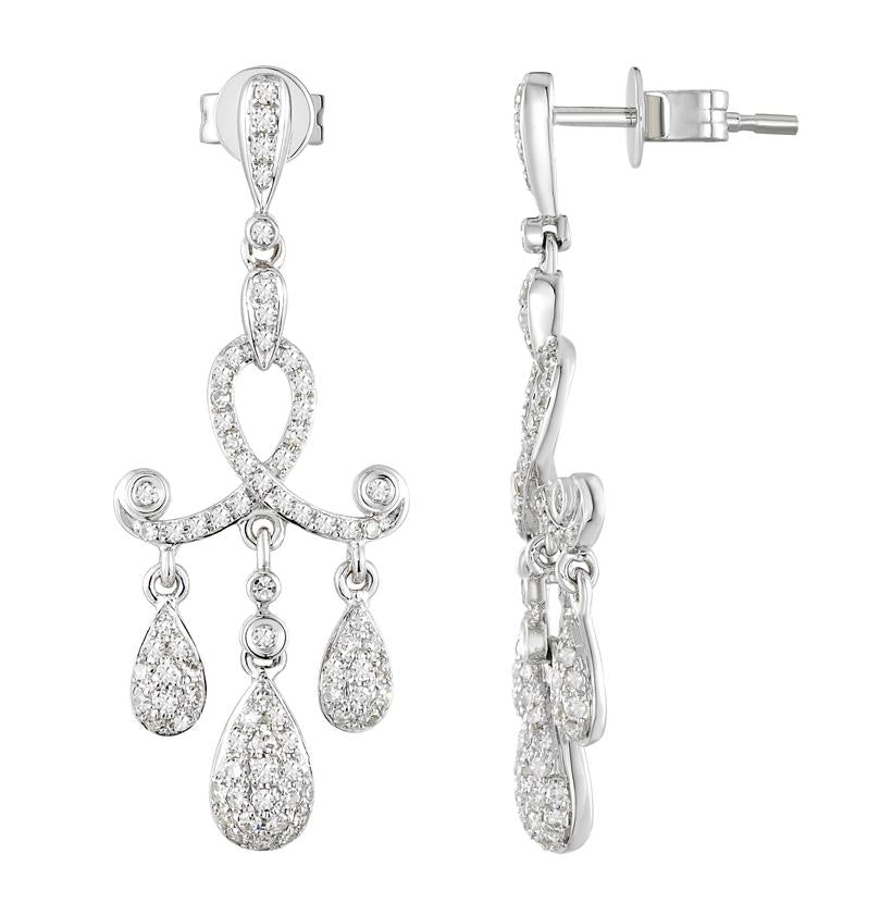 0.61 Ctw Diamond 14k White Gold Womens Diamond Earrings