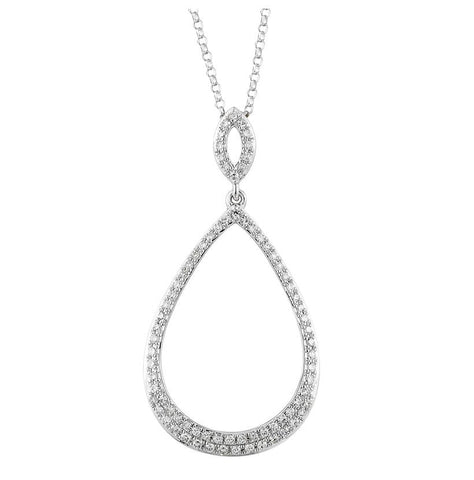 0.23 Ctw Diamond 14k White Gold Round Shape Womens Diamond Necklace Pendant With 16 Inch Chain