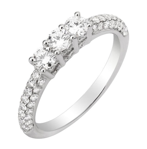 0.97 Ctw Diamond 14k White Gold Round Shape Womens Wedding Band Ring