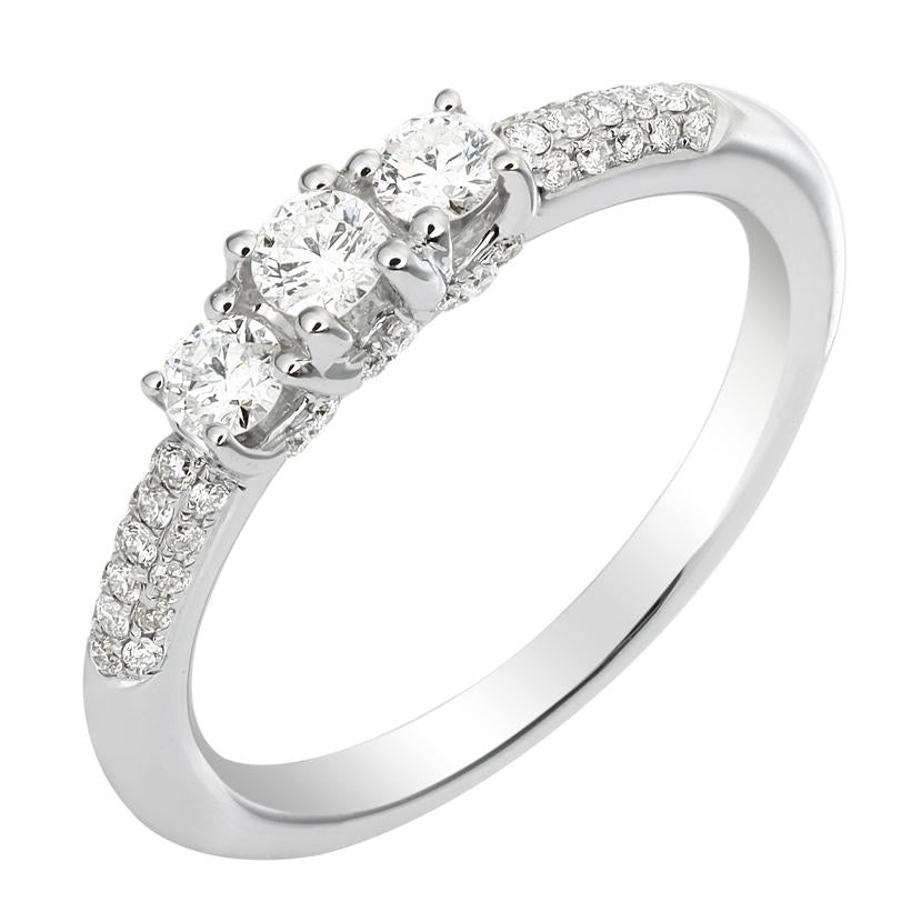 0.49 Ctw Diamond 14k White Gold Round Shape Womens Wedding Band Ring