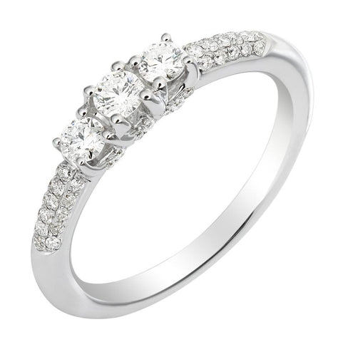 0.49 Ctw Diamond 14k White Gold Round Shape Womens Wedding Band Ring