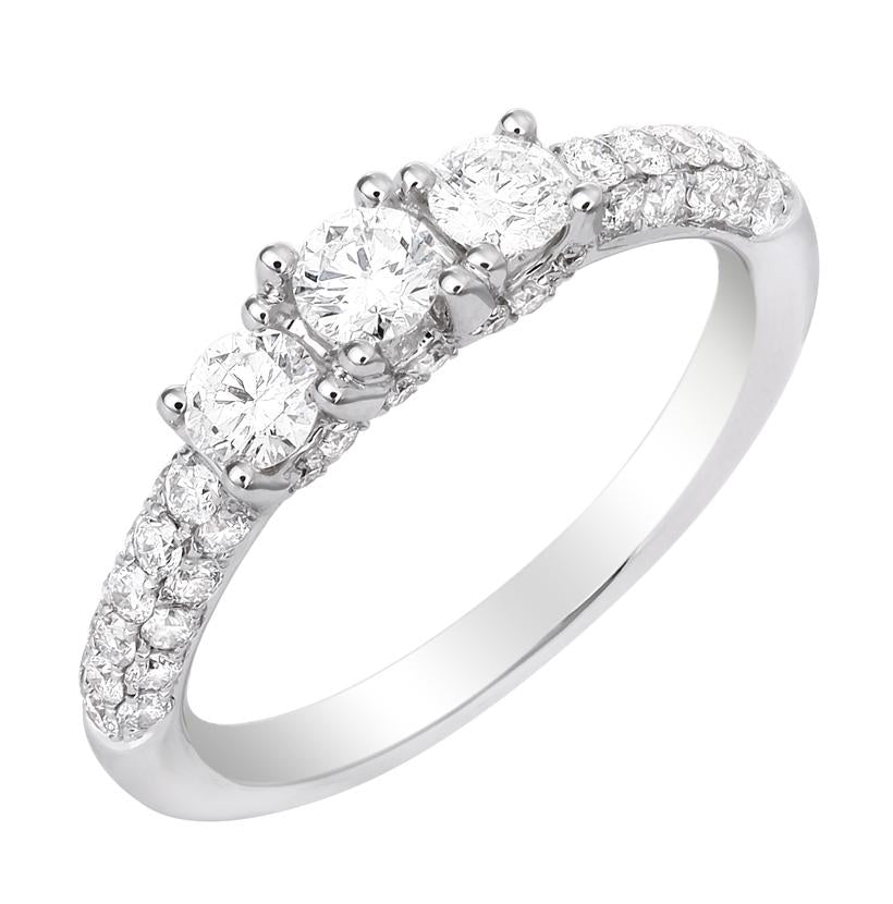 1.01 Ctw Diamond 14k White Gold Round Shape Womens Wedding Band Ring