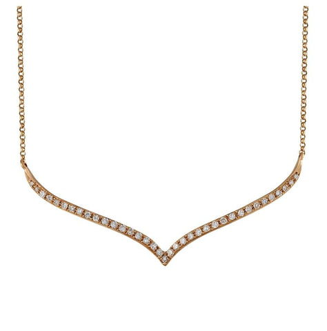 0.21 Ctw Diamond 14k Rose Gold Round Shape Womens Diamond Necklace