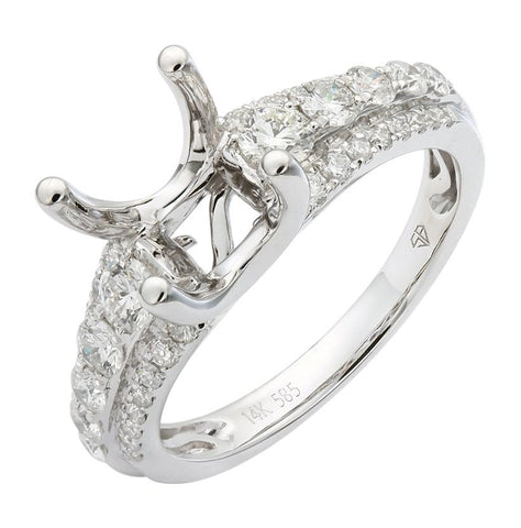 0.82 Ctw Diamond 14k White Gold Round Shape Wedding Engagement Ring