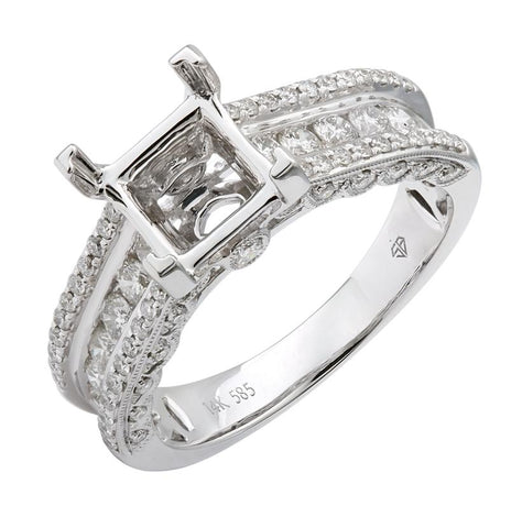 0.81 Ctw Diamond 14k White Gold Round Shape Wedding Engagement Ring