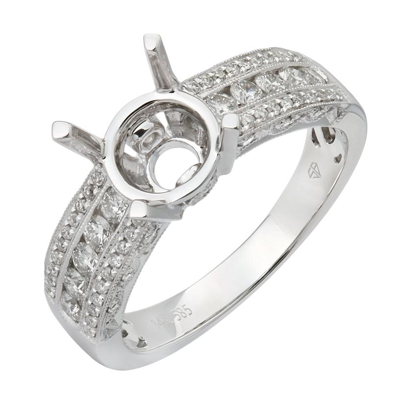 0.51 Ctw Diamond 14k White Gold Round Shape Wedding Engagement Ring