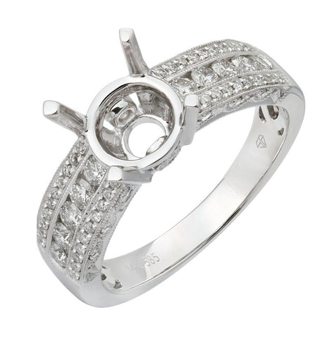 0.51 Ctw Diamond 14k White Gold Round Shape Wedding Engagement Ring