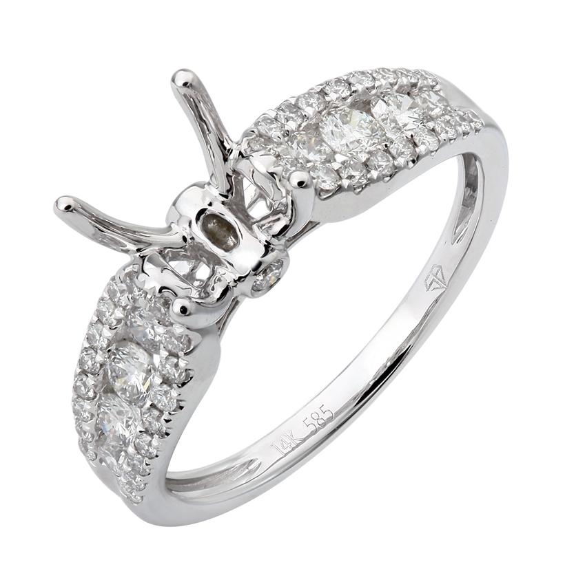 0.65 Ctw Diamond 14k White Gold Round Shape Wedding Engagement Ring