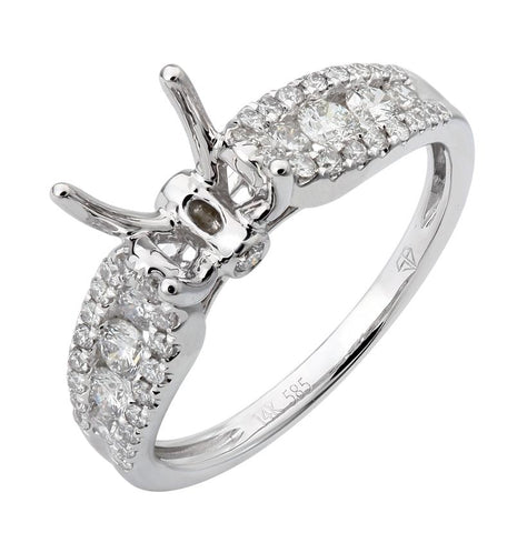 0.65 Ctw Diamond 14k White Gold Round Shape Wedding Engagement Ring