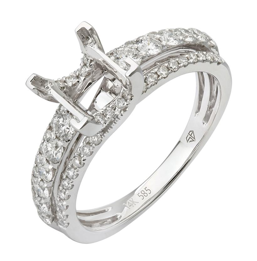 0.67 Ctw Diamond 14k White Gold Round Shape Wedding Engagement Ring