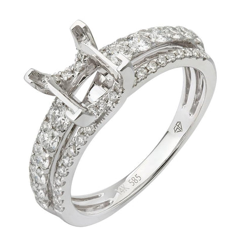 0.67 Ctw Diamond 14k White Gold Round Shape Wedding Engagement Ring