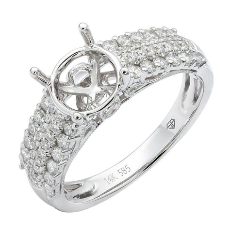 0.56 Ctw Diamond 14k White Gold Round Shape Wedding Engagement Ring