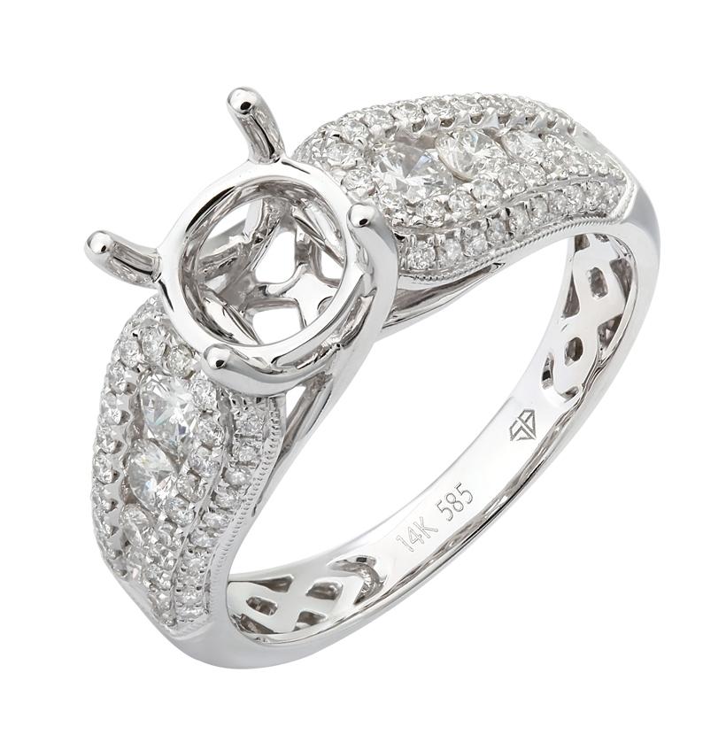 0.77 Ctw Diamond 14k White Gold Round Shape Wedding Engagement Ring