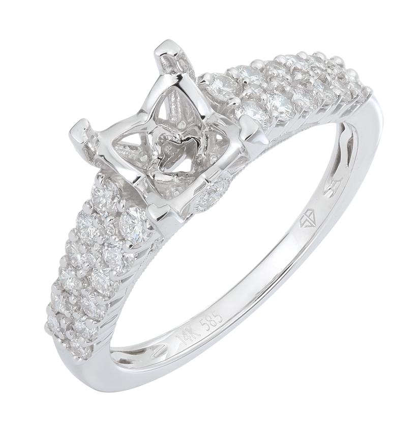 0.58 Ctw Diamond 14k White Gold Round Shape Wedding Engagement Ring