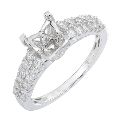 0.58 Ctw Diamond 14k White Gold Round Shape Wedding Engagement Ring