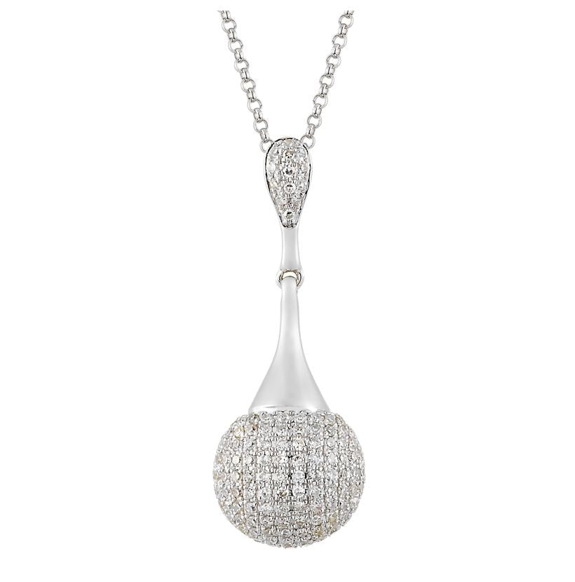 0.42 Ctw Diamond 14k White Gold Round Shape Womens Diamond Necklace Pendant With 16 Inch Chain