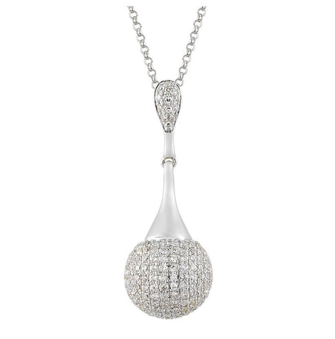 0.42 Ctw Diamond 14k White Gold Round Shape Womens Diamond Necklace Pendant With 16 Inch Chain