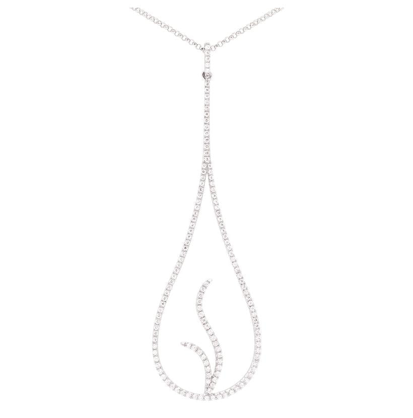 0.46 Ctw Diamond 14k White Gold Round Shape Womens Diamond Necklace Pendant With 16 Inch Chain