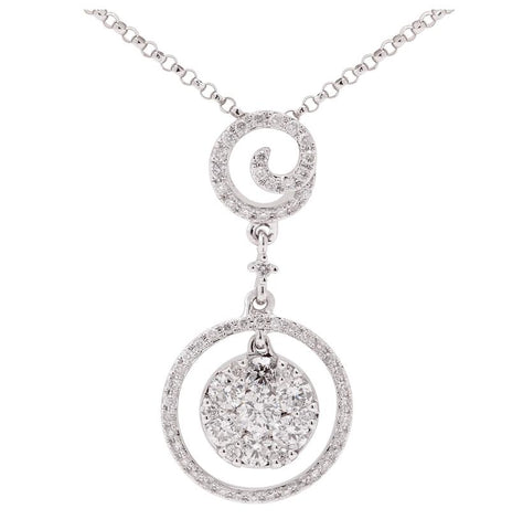 0.67 Ctw Diamond 14k White Gold Round Shape Womens Diamond Necklace Pendant With 16 Inch Chain