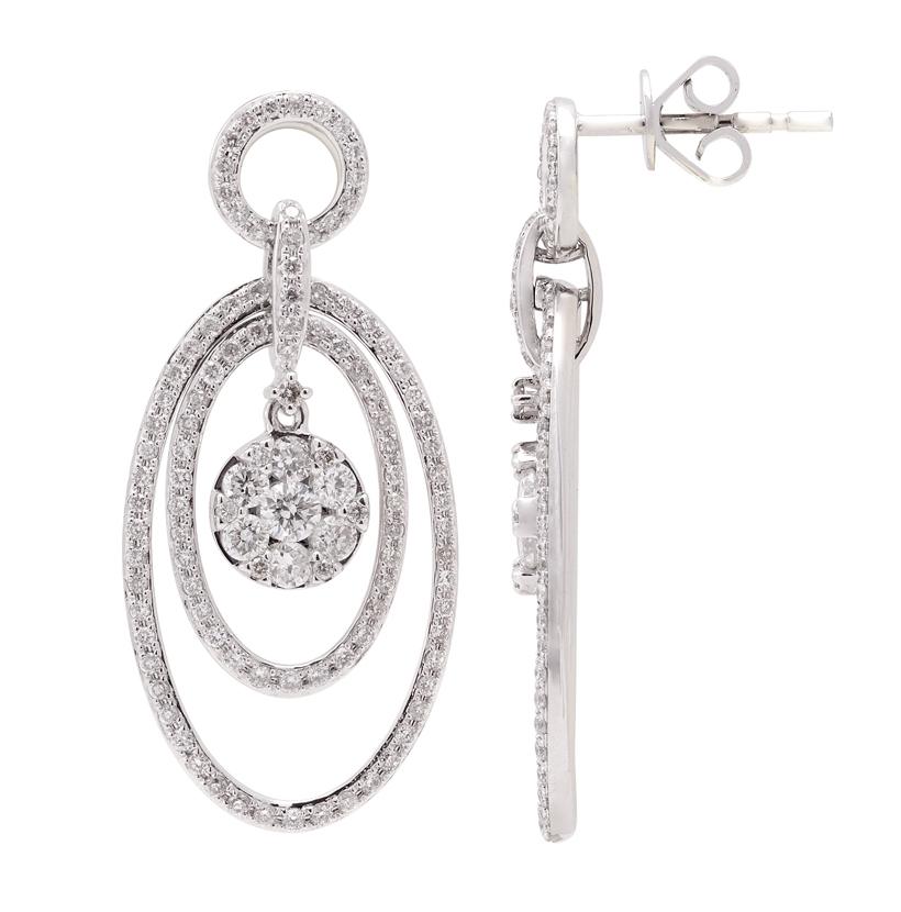 1.24 Ctw Diamond 14k White Gold Round Shape Womens Diamond Earrings
