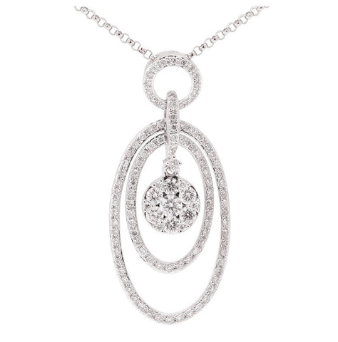 0.61 Ctw Diamond 14k White Gold Round Shape Womens Diamond Necklace Pendant With 16 Inch Chain