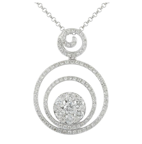 0.84 Ctw Diamond 14k White Gold Round Shape Womens Diamond Necklace Pendant With 16 Inch Chain