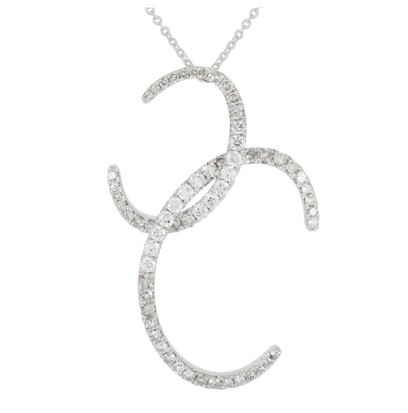 0.52 Ctw Diamond 14k White Gold Round Shape Womens Diamond Necklace Pendant With 16 Inch Chain