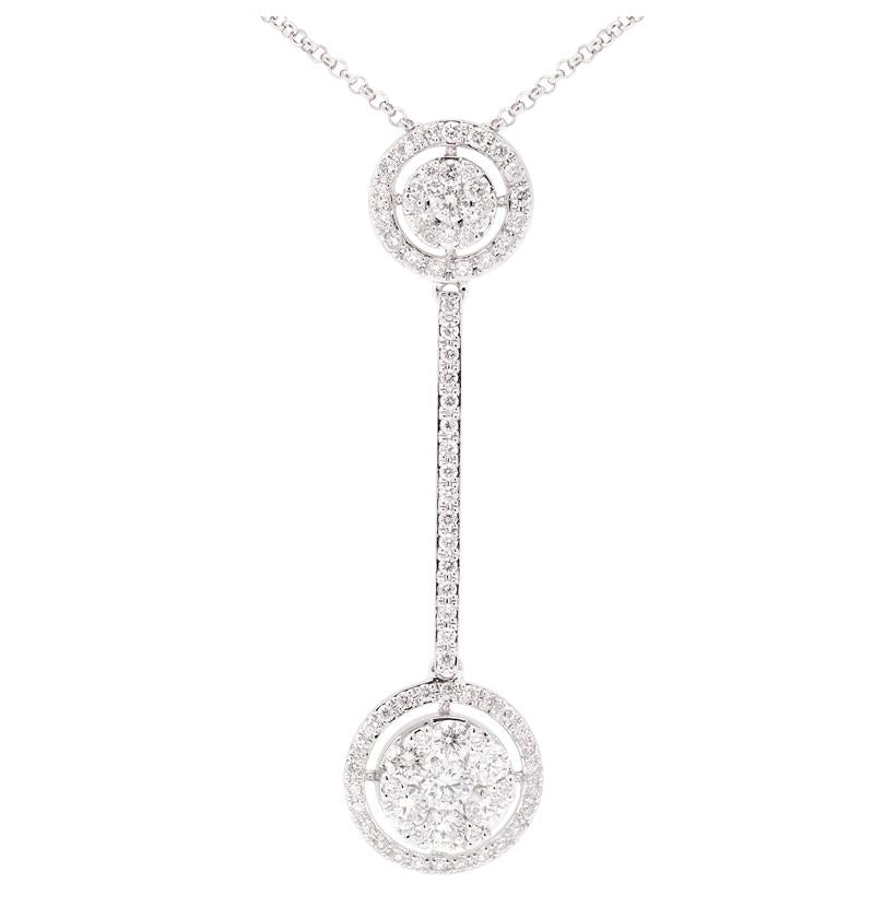 0.92 Ctw Diamond 14k White Gold Round Shape Womens Diamond Necklace Pendant With 16 Inch Chain