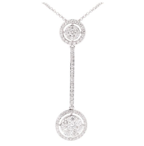 0.92 Ctw Diamond 14k White Gold Round Shape Womens Diamond Necklace Pendant With 16 Inch Chain