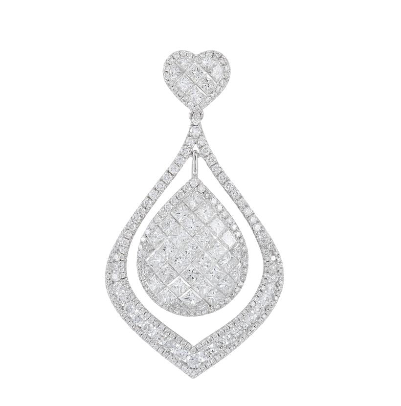 5.08 Ctw Diamond 18k White Gold Round Princess Shape Womens Diamond Necklace Pendant