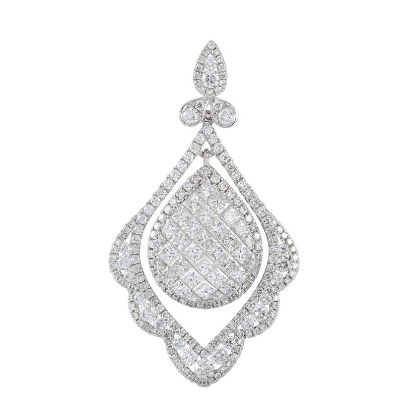 2.83 Ctw Diamond 18k White Gold Round Princess Shape Womens Diamond Necklace Pendant