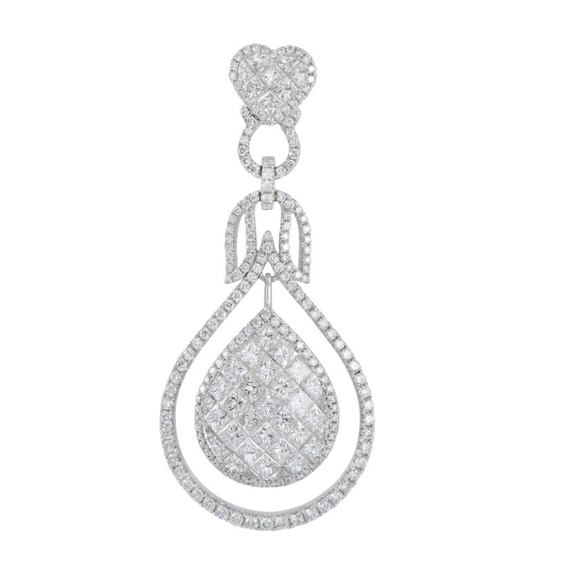 4.44 Ctw Diamond 18k White Gold Round Princess Shape Womens Diamond Necklace Pendant