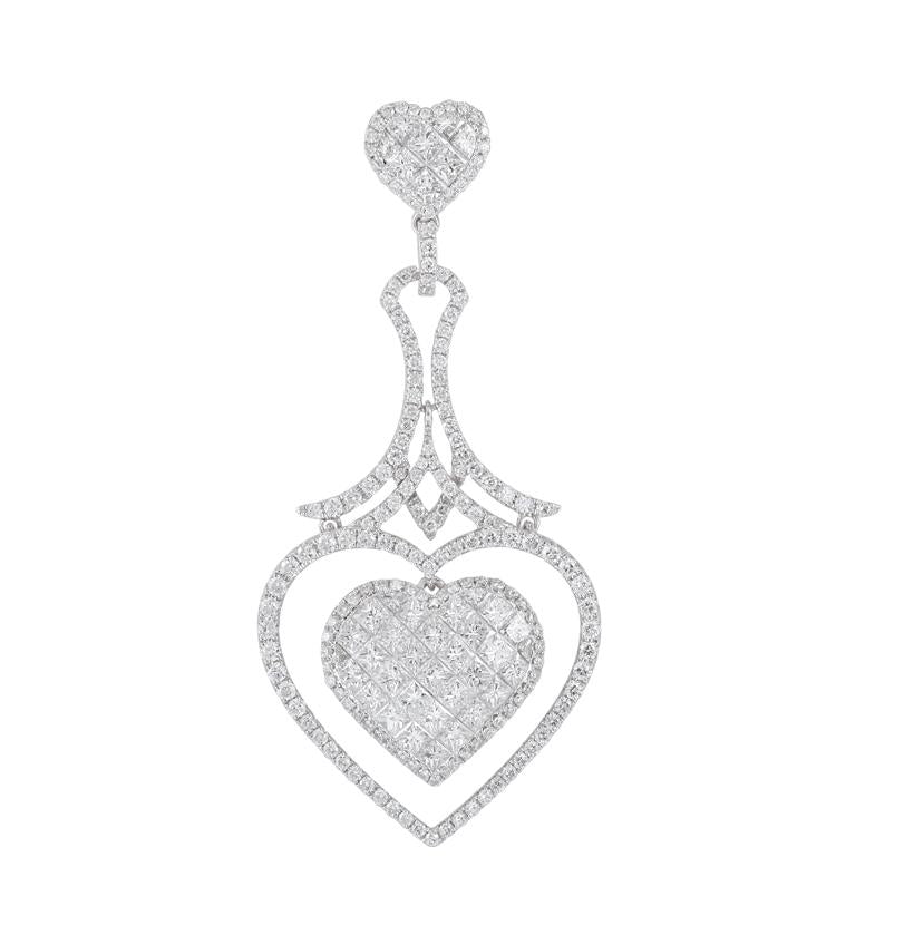 3.74 Ctw Diamond 18k White Gold Round Princess Shape Womens Diamond Necklace Pendant