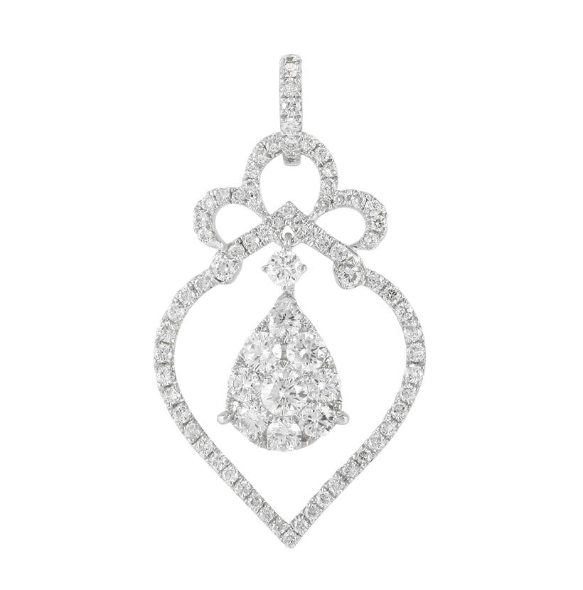 1.21 Ctw Diamond 18k White Gold Round Shape Womens Diamond Necklace Pendant