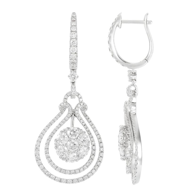 3.32 Ctw Diamond 18k White Gold Round Shape Womens Diamond Earrings