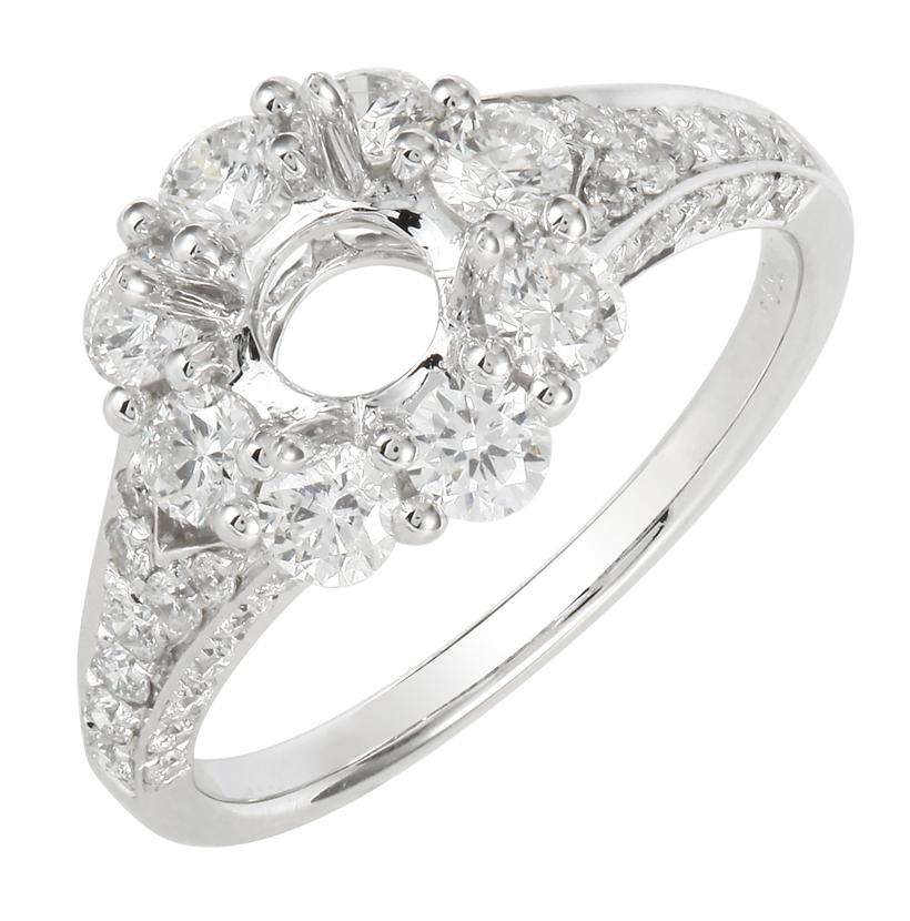 1.35 Ctw Diamond 18k White Gold Round Shape Wedding Engagement Ring