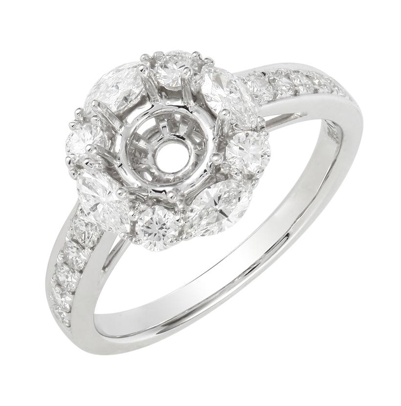 0.83 Ctw Diamond 18k White Gold Round Shape Wedding Engagement Ring
